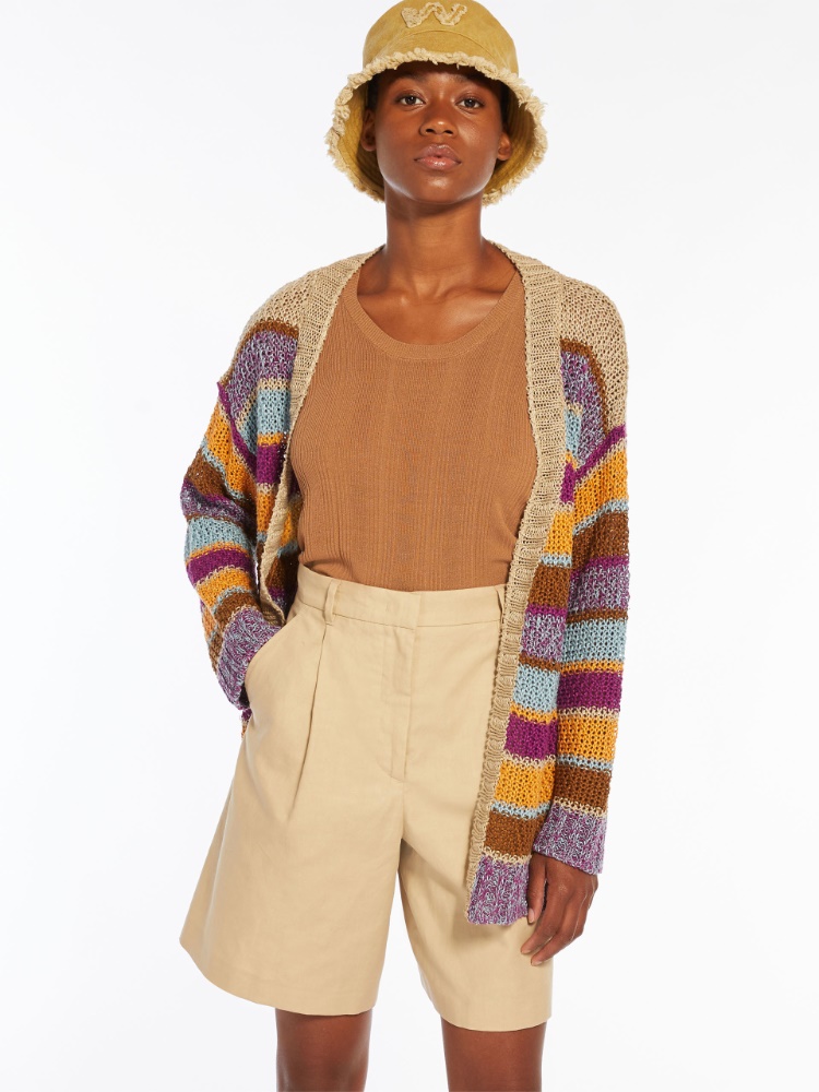 Weekend T By Max Mara GAVINO Pink Knitted Linen Cardigan 534101216 008 main image 1