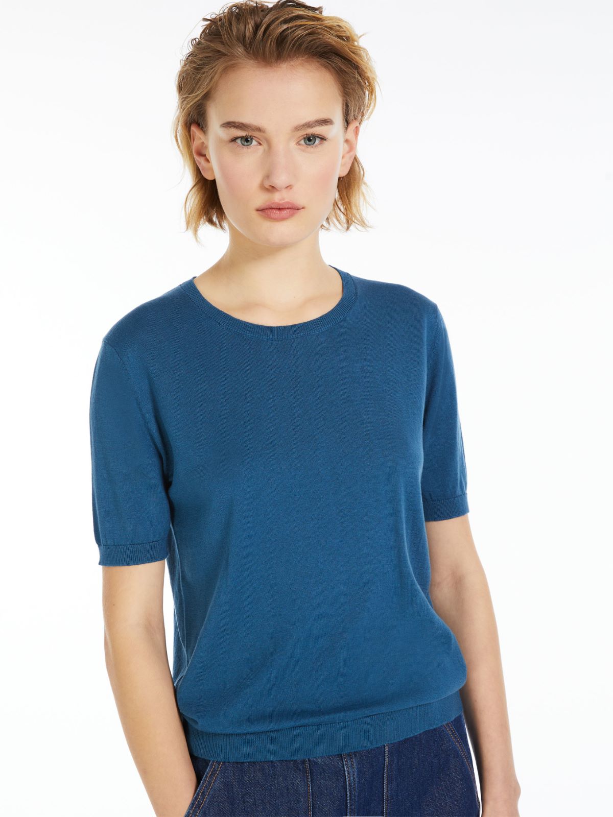 Silk and cotton yarn T-shirt, avio | Weekend Max Mara