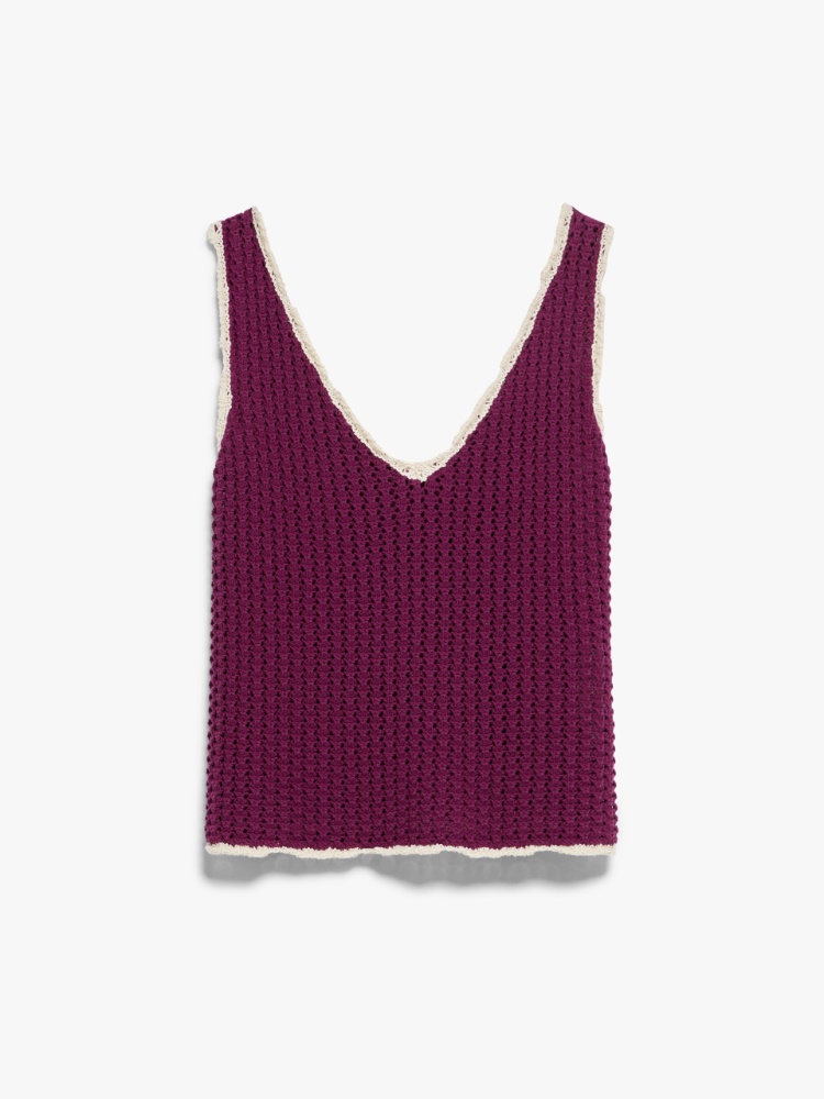 Crochet-knit cotton vest top - WINE-COLOURED - Weekend Max Mara - 2