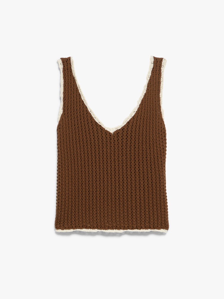 Crochet-knit cotton vest top - BROWN - Weekend Max Mara - 2