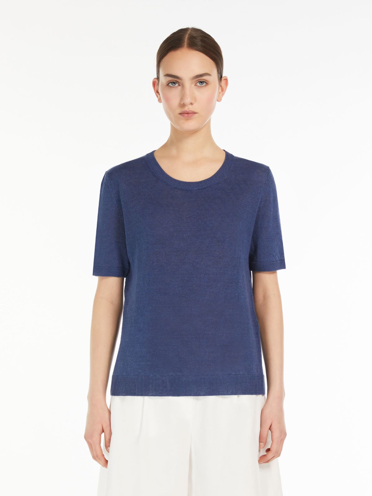 Linen yarn T-shirt, navy | Weekend Max Mara