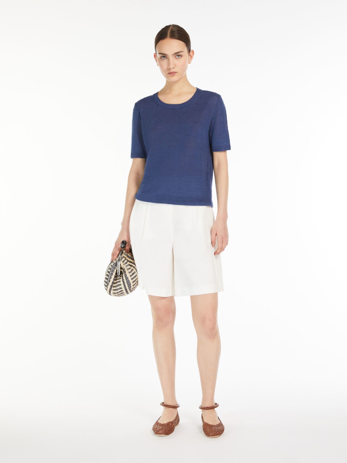 Linen yarn T-shirt, navy | Weekend Max Mara
