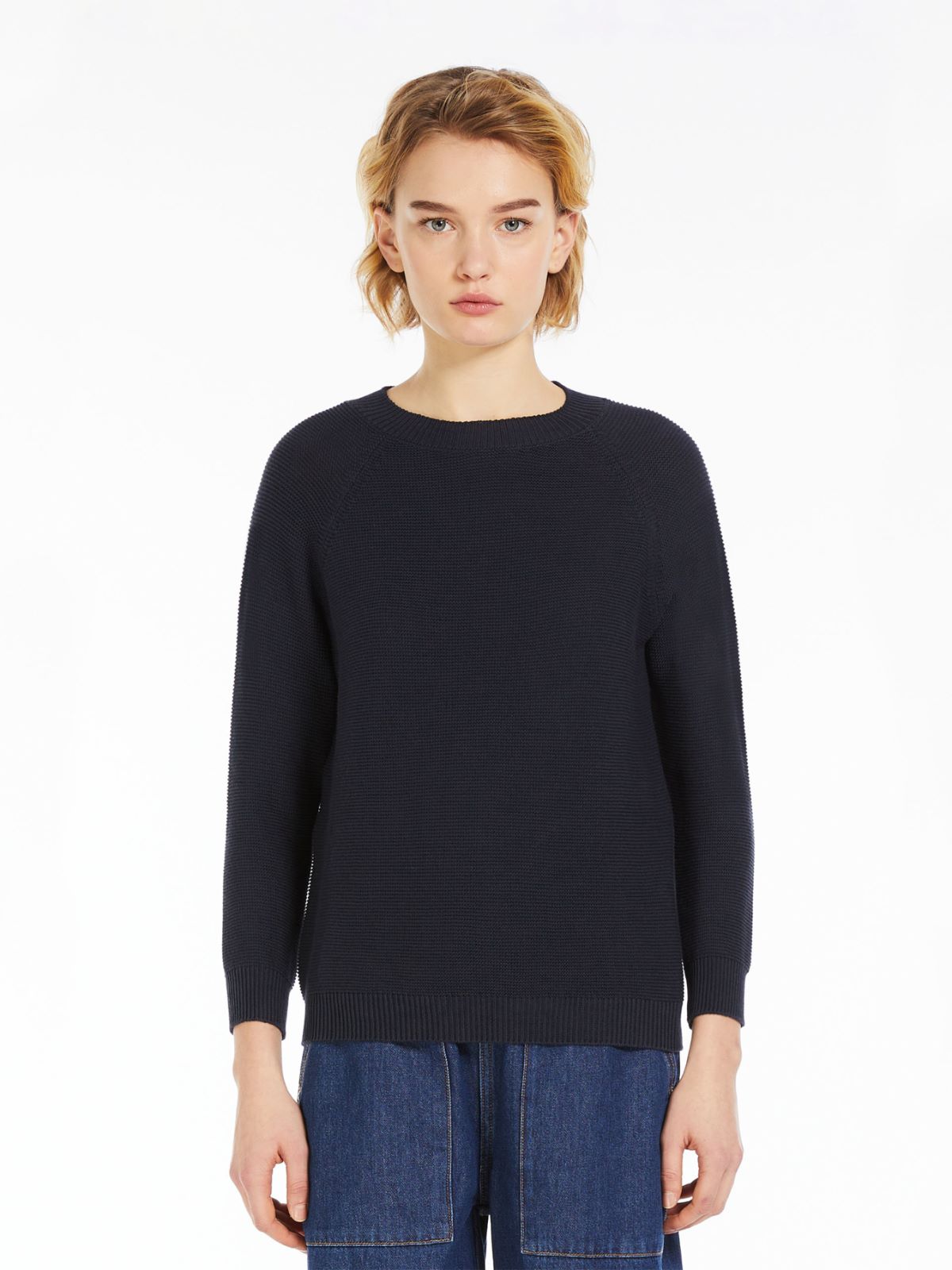 Relaxed-fit cotton sweater, navy | Weekend Max Mara