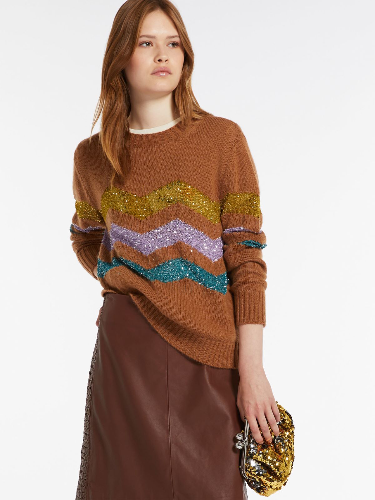 Sequin-embellished mohair yarn sweater - EARTH - Weekend Max Mara - 4