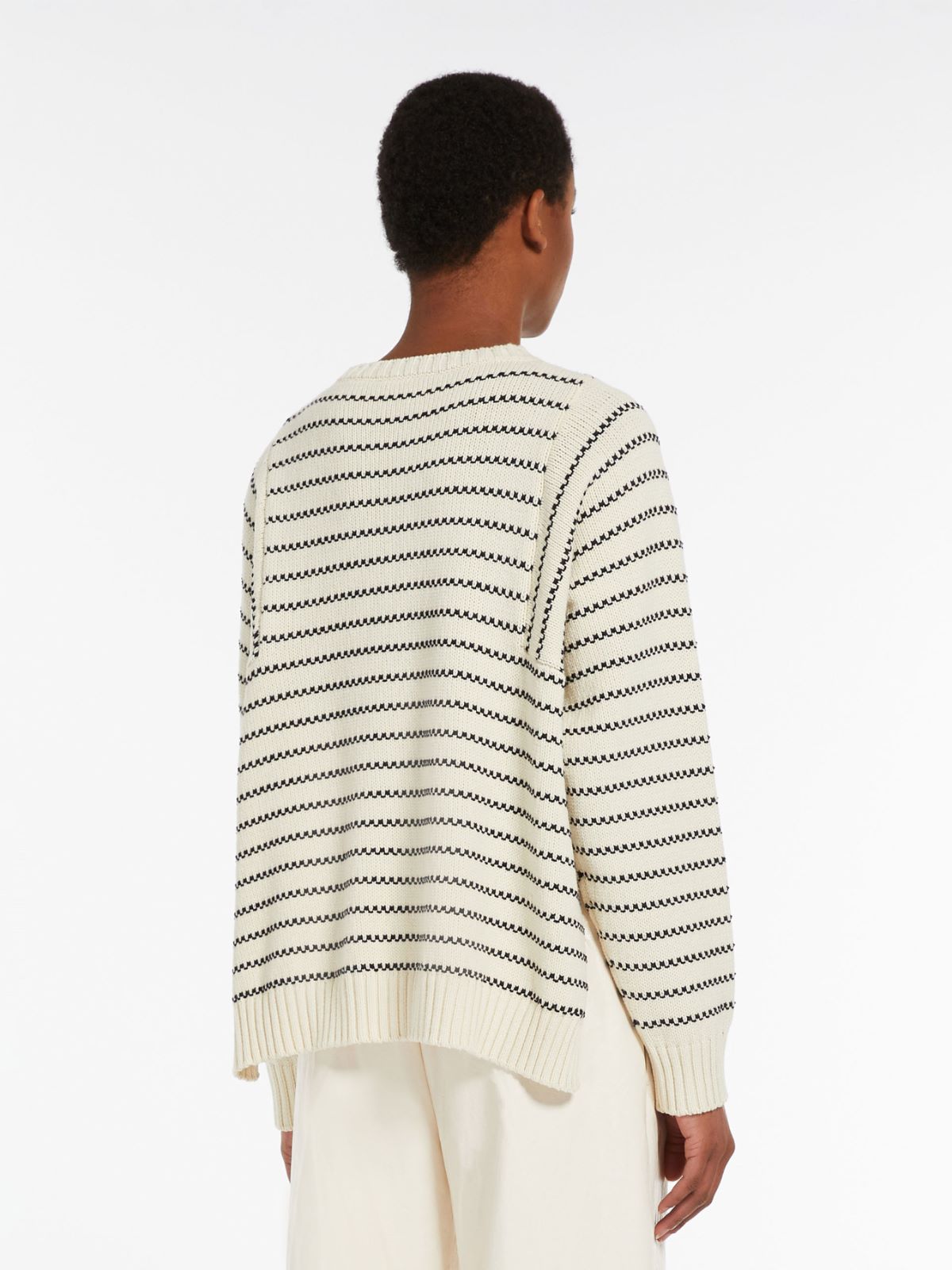 Oversized striped cotton sweater - BLACK - Weekend Max Mara - 3