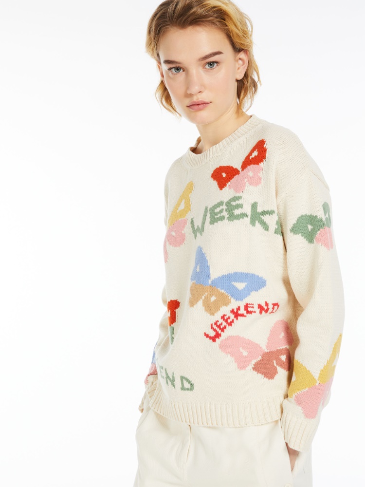 Cotton inlay sweater - WHITE - Weekend Max Mara