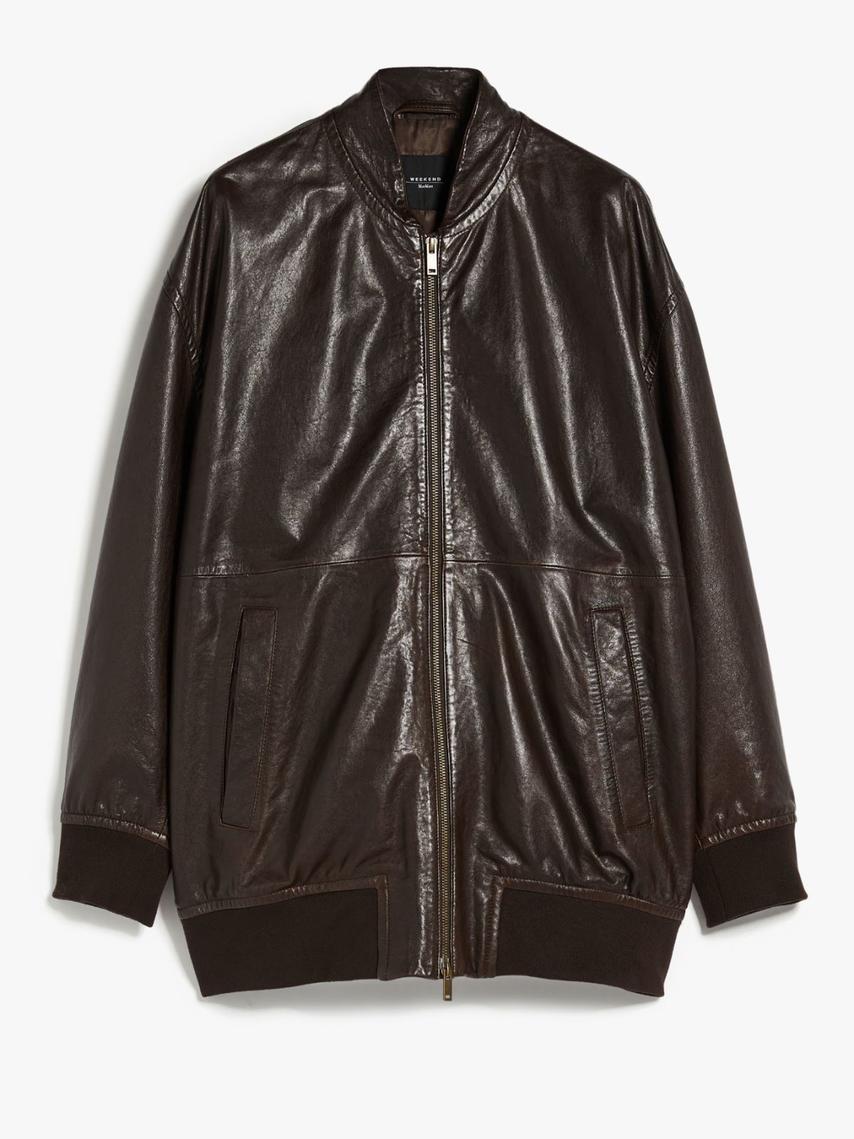 Oversized leather blouson jacket - DARK BOWN - Weekend Max Mara - 6