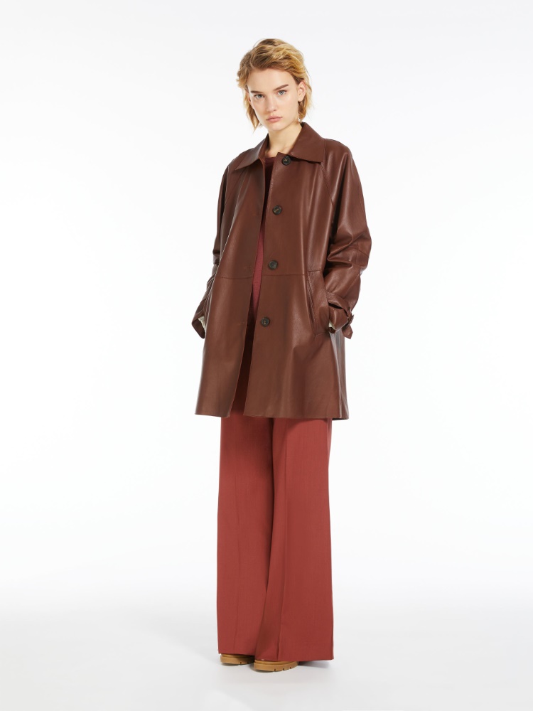 Nappa leather midi duster coat - RUST - Weekend Max Mara