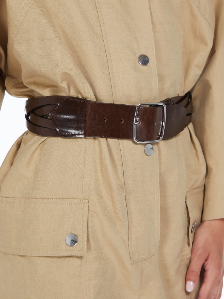 Woven leather belt - DARK BROWN - Weekend Max Mara - 2
