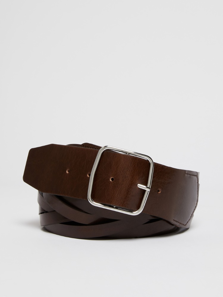 Woven leather belt - DARK BROWN - Weekend Max Mara