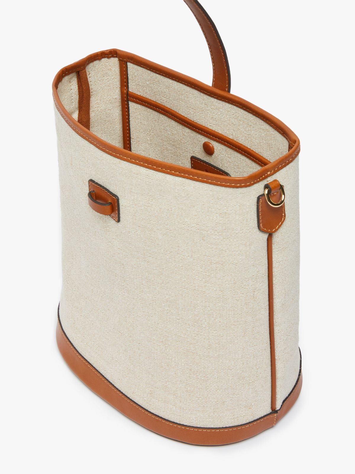 Resin-coated canvas bucket bag, ecru