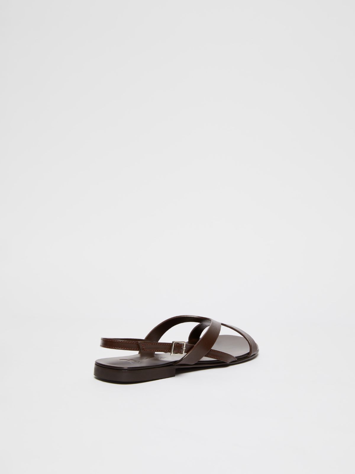 Flat leather sandals, dark bown | Weekend Max Mara