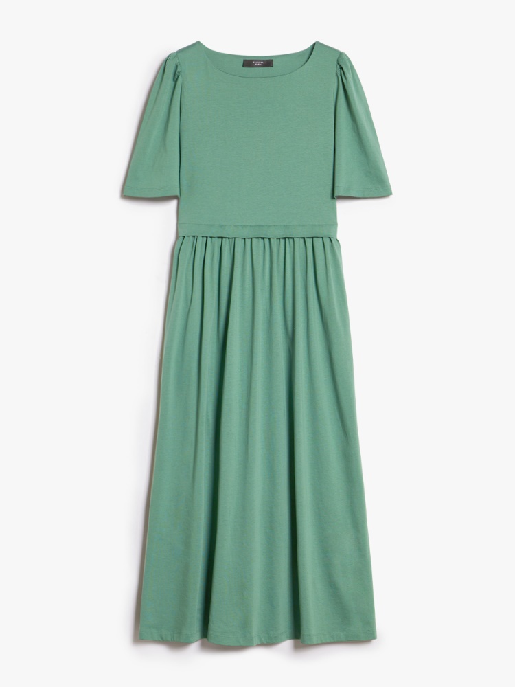 MAX MARA LONG-SLEEVE SHIRT DRESS WITH LEAF PRINT IN GREEN 267787