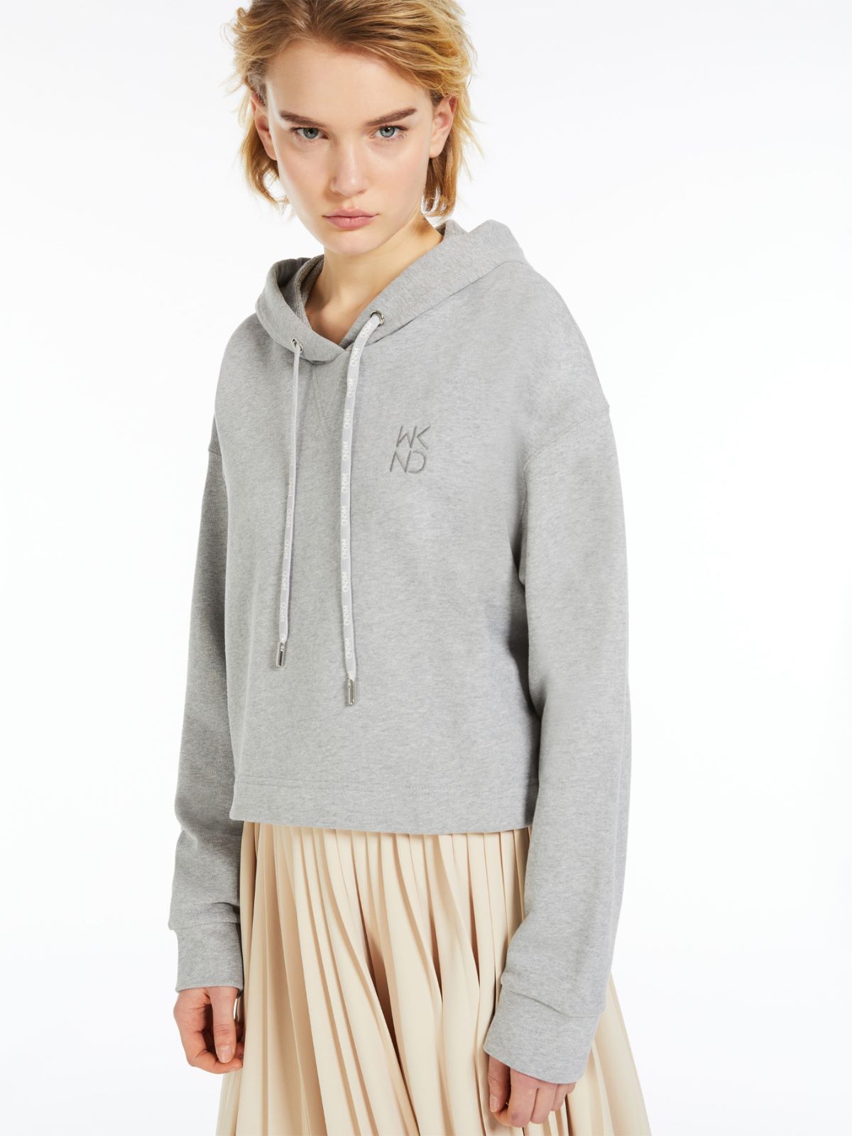 Boxy organic cotton hoodie, light grey | Weekend Max Mara