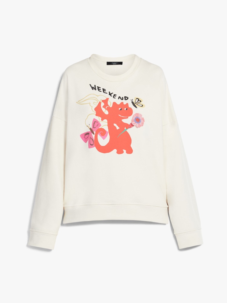 Printed organic cotton sweatshirt - IVORY - Weekend Max Mara