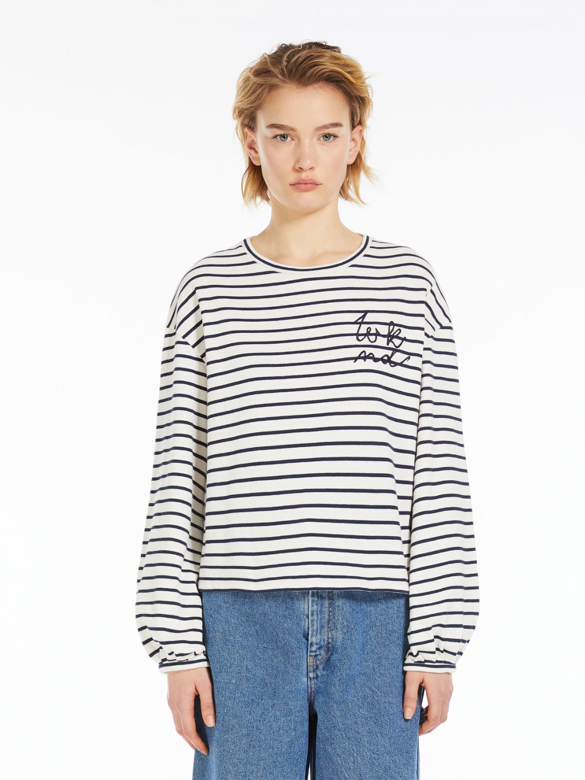 Boxy striped organic cotton T-shirt, navy | Weekend Max Mara