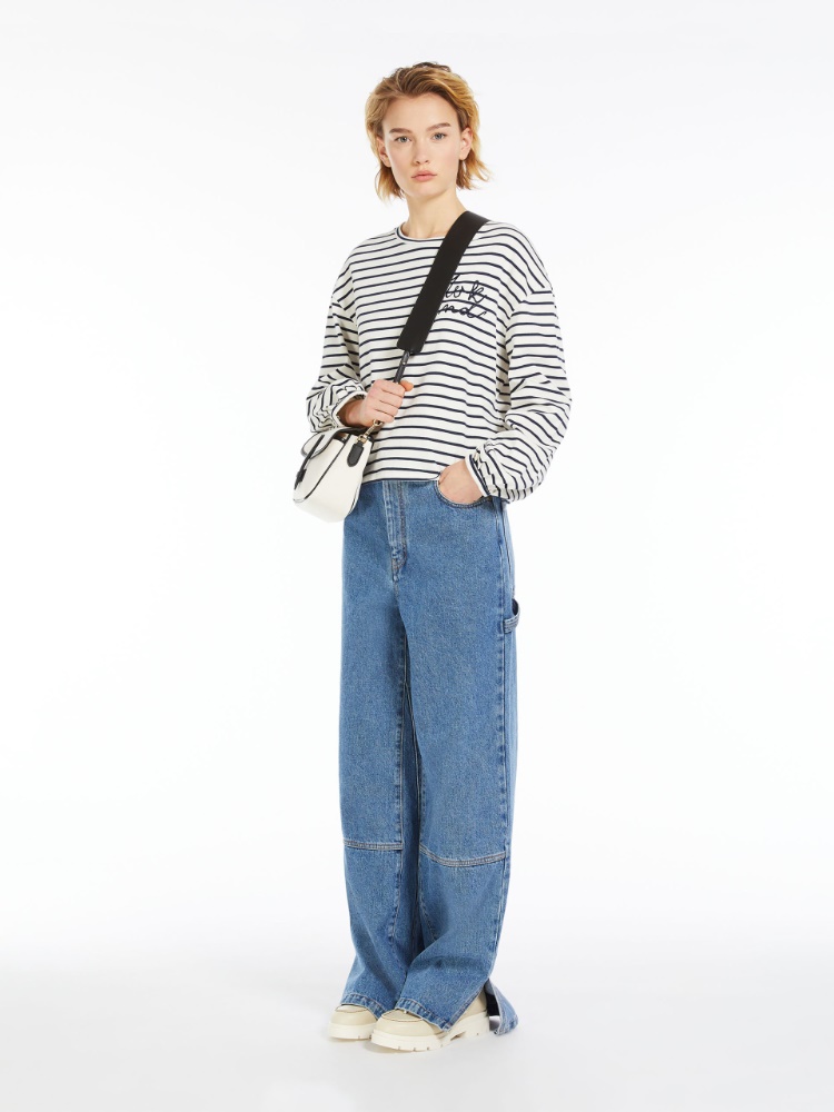 Boxy striped organic cotton T-shirt, navy | Weekend Max Mara