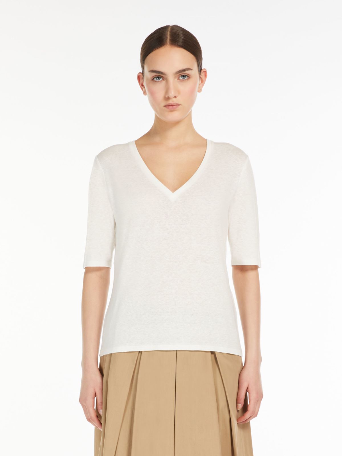 Linen jersey T-shirt, white | Weekend Max Mara 