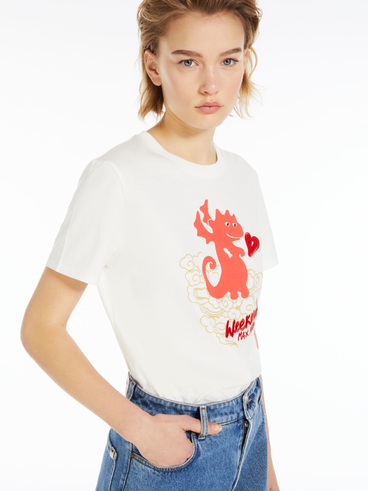T-shirt in jersey con stampa - BIANCO - Weekend Max Mara