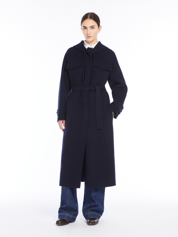 Long wool broadcloth coat - NAVY - Weekend Max Mara