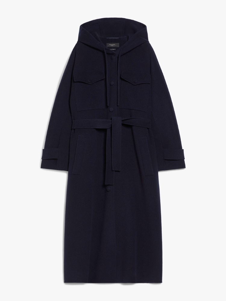 Long wool broadcloth coat - NAVY - Weekend Max Mara - 2