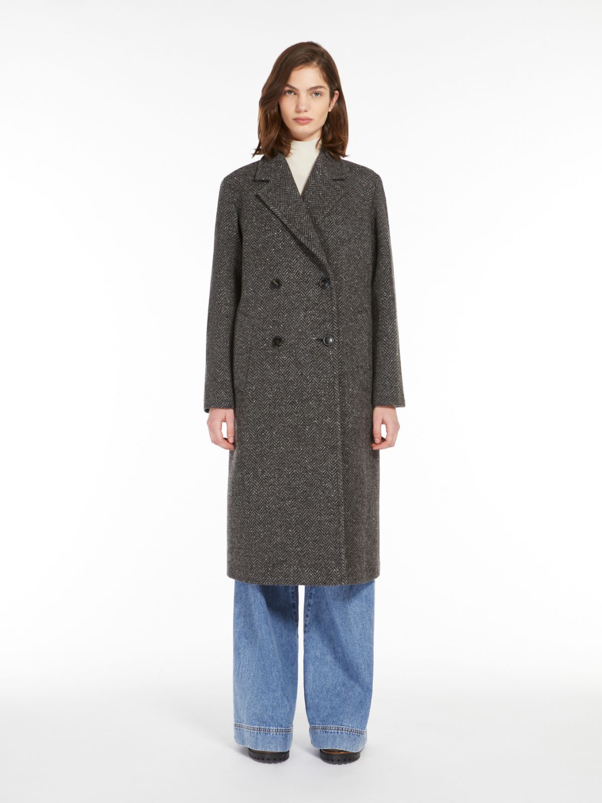 Wool tweed coat, dark grey | Weekend Max Mara