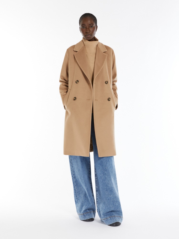 Double-breasted wool broadcloth coat - CAMEL - Weekend Max Mara