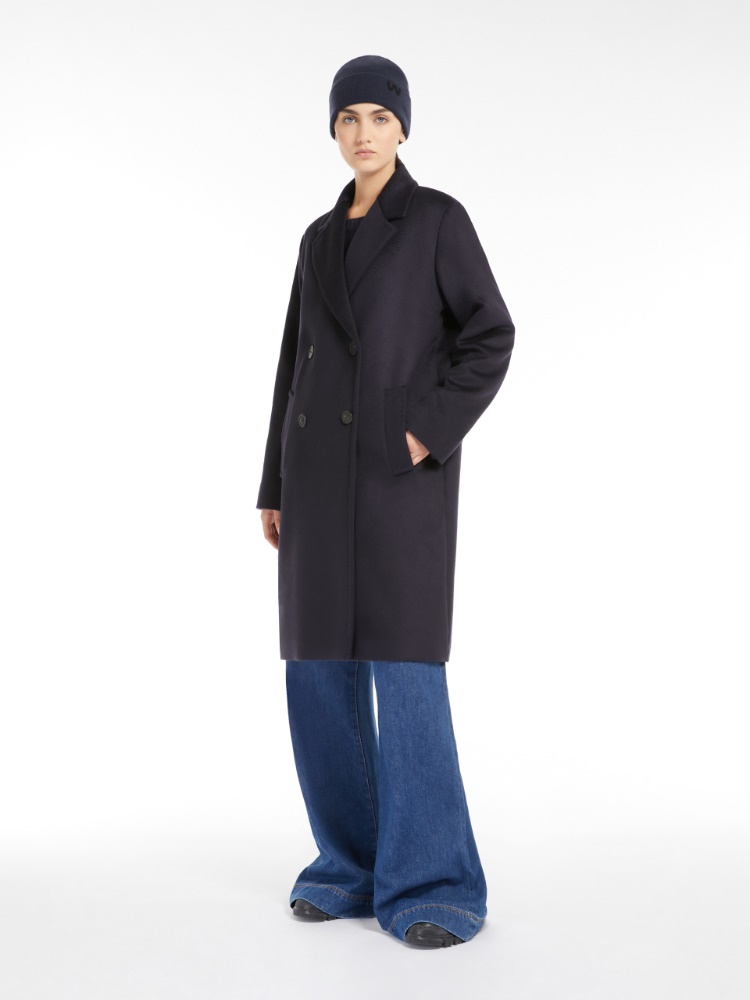 Double-breasted wool broadcloth coat - NAVY - Weekend Max Mara