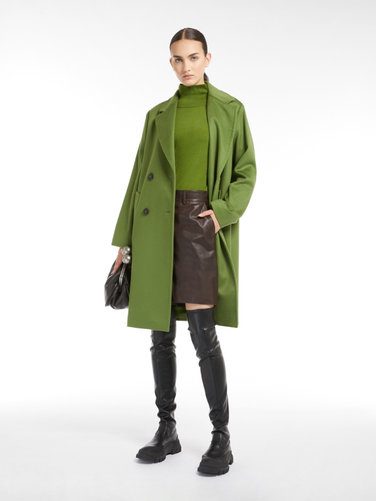 Double-breasted wool broadcloth coat - GREEN - Weekend Max Mara