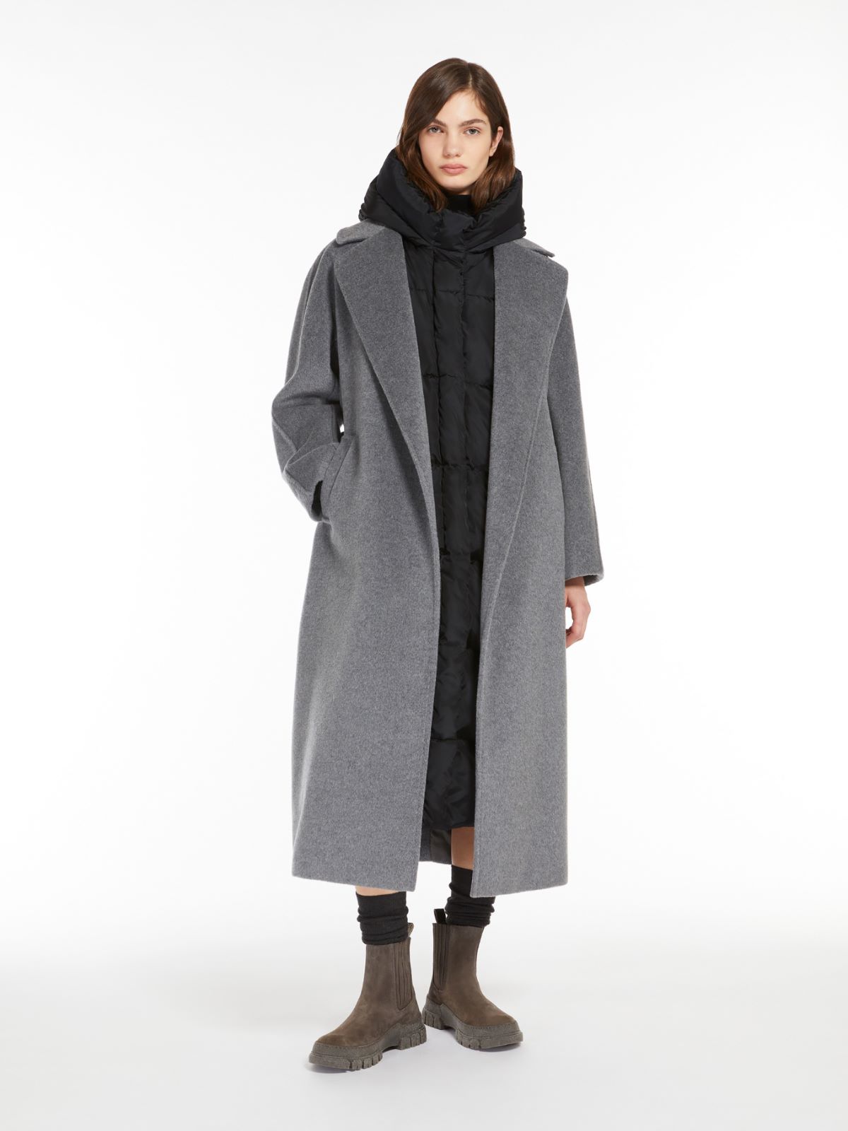 Wool and alpaca robe coat, medium grey | Weekend Max Mara