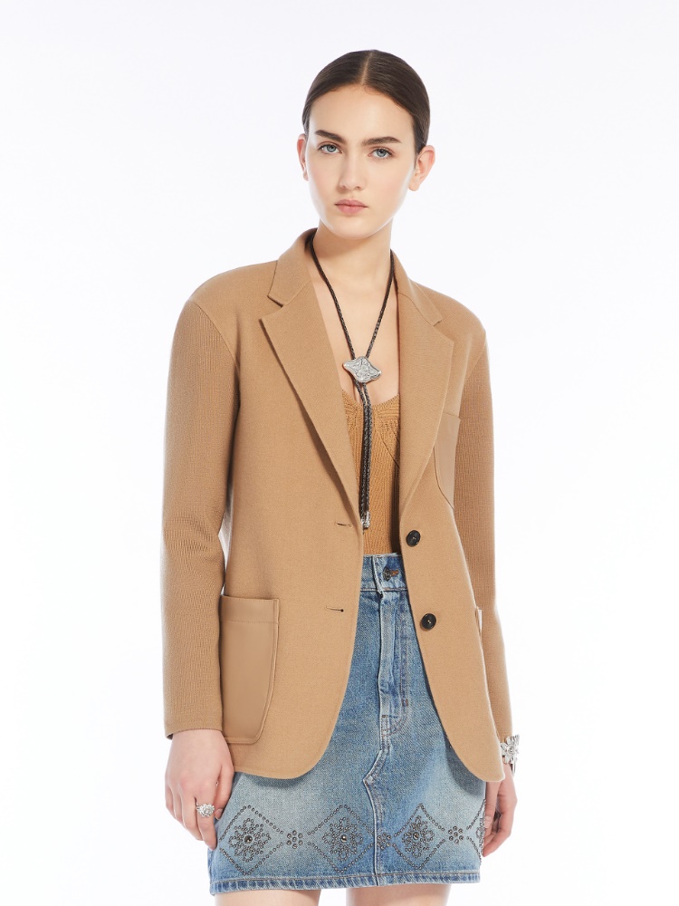 Wool twill and knit fabric jacket - CAMEL - Weekend Max Mara