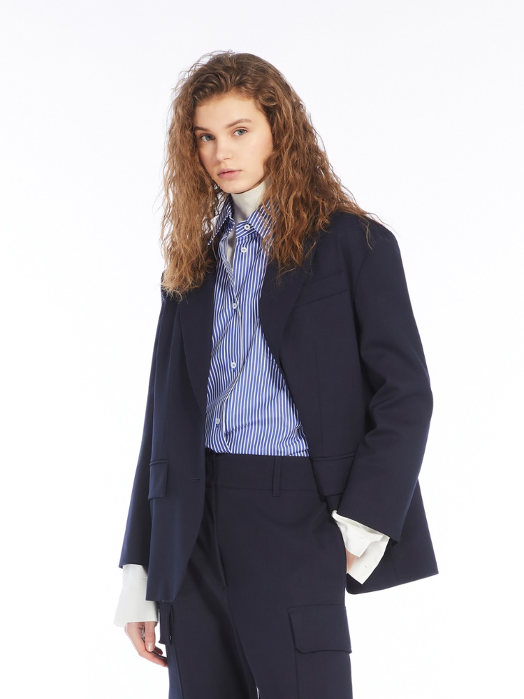 Oversized wool-blend gabardine blazer - NAVY - Weekend Max Mara