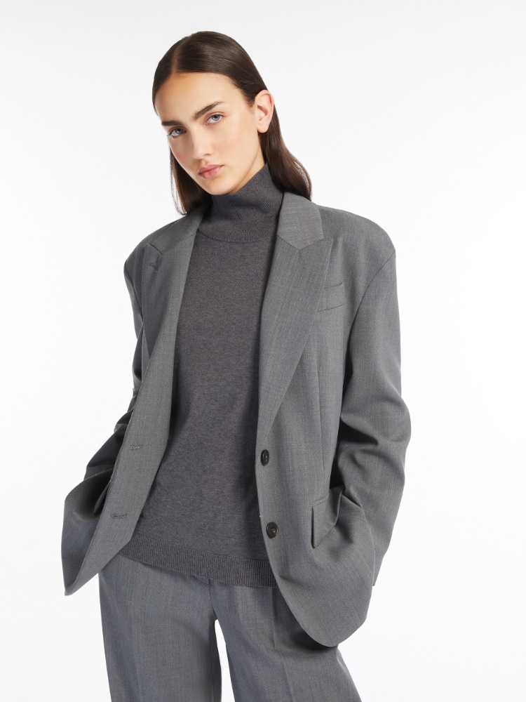 Oversized wool-blend gabardine blazer - MEDIUM GREY - Weekend Max Mara