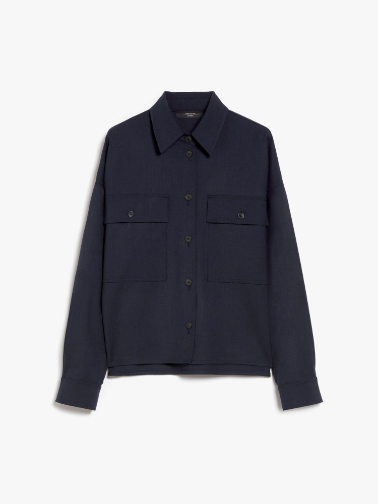 Wool-blend gabardine cropped jacket - NAVY - Weekend Max Mara - 2