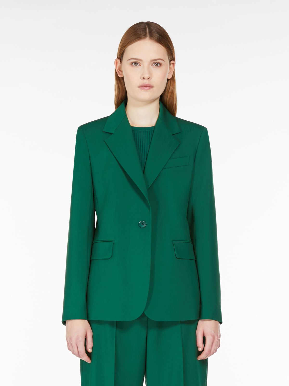 Natural stretch wool blazer, green | Weekend Max Mara