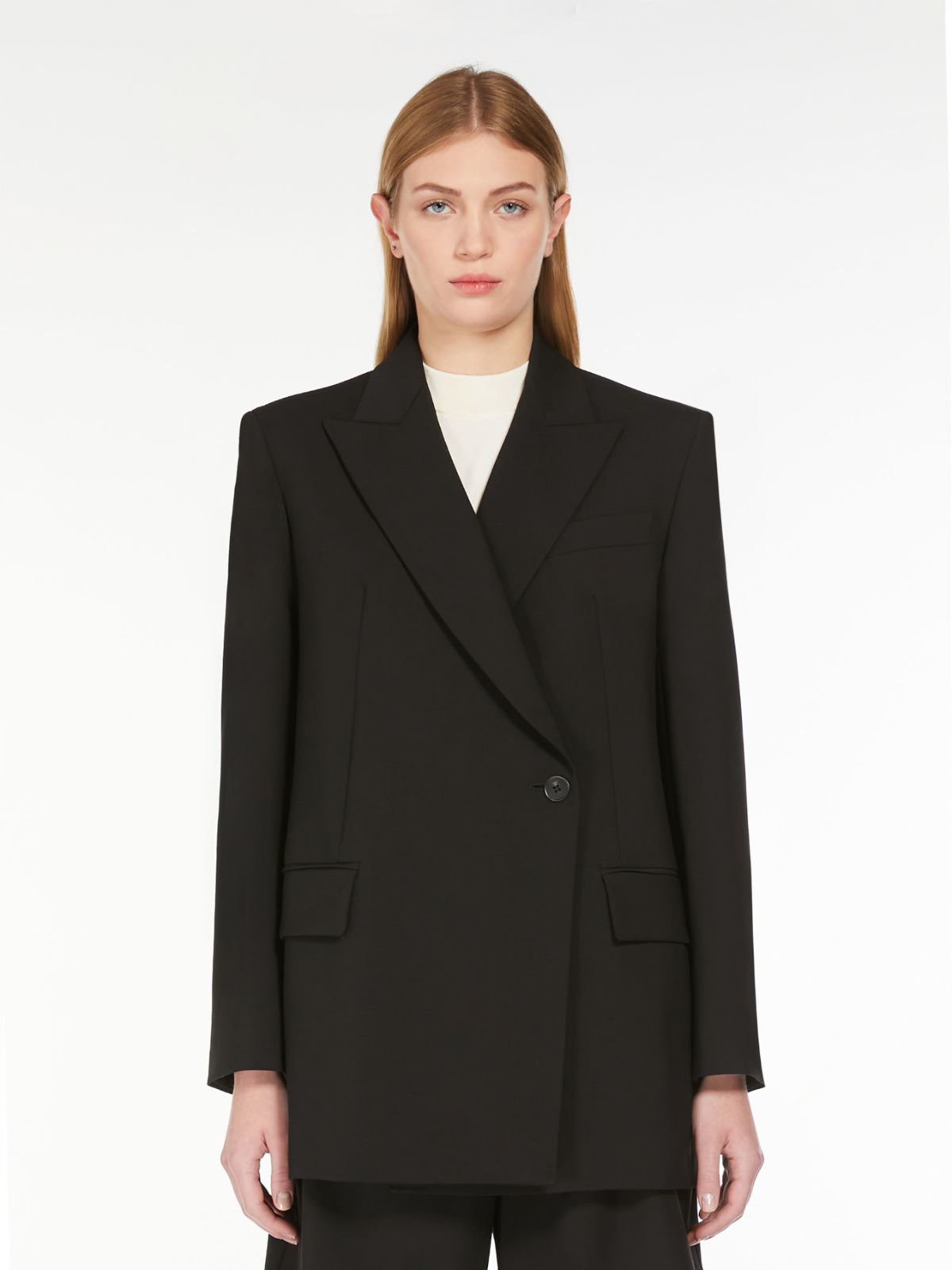 Double-breasted woollen cloth blazer, black | Weekend Max Mara