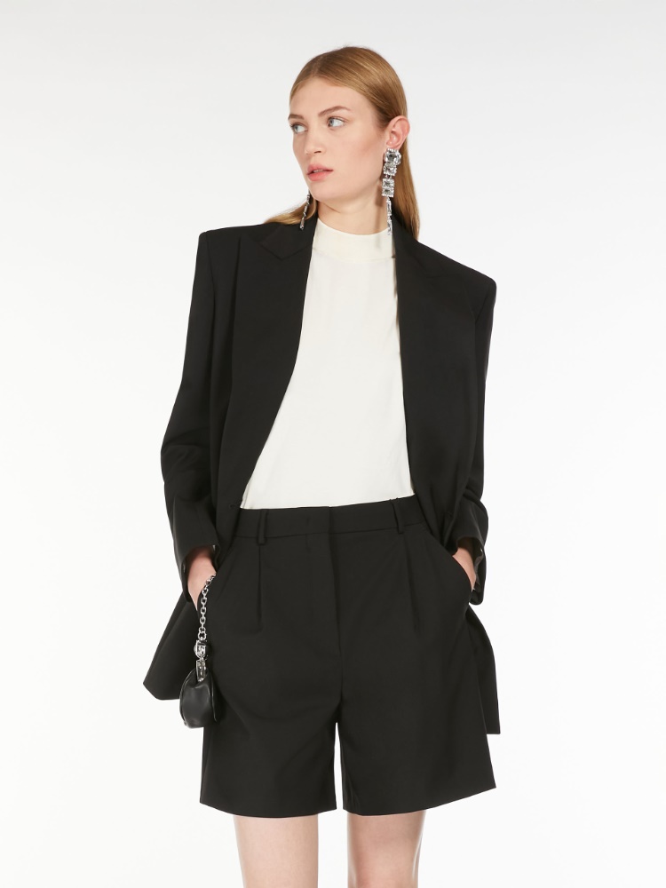 Double-breasted woollen cloth blazer - BLACK - Weekend Max Mara