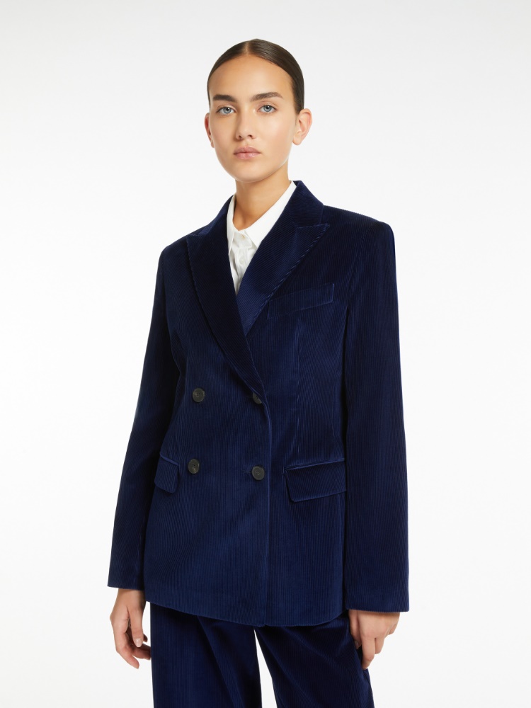 Double-breasted velvet blazer - NAVY - Weekend Max Mara