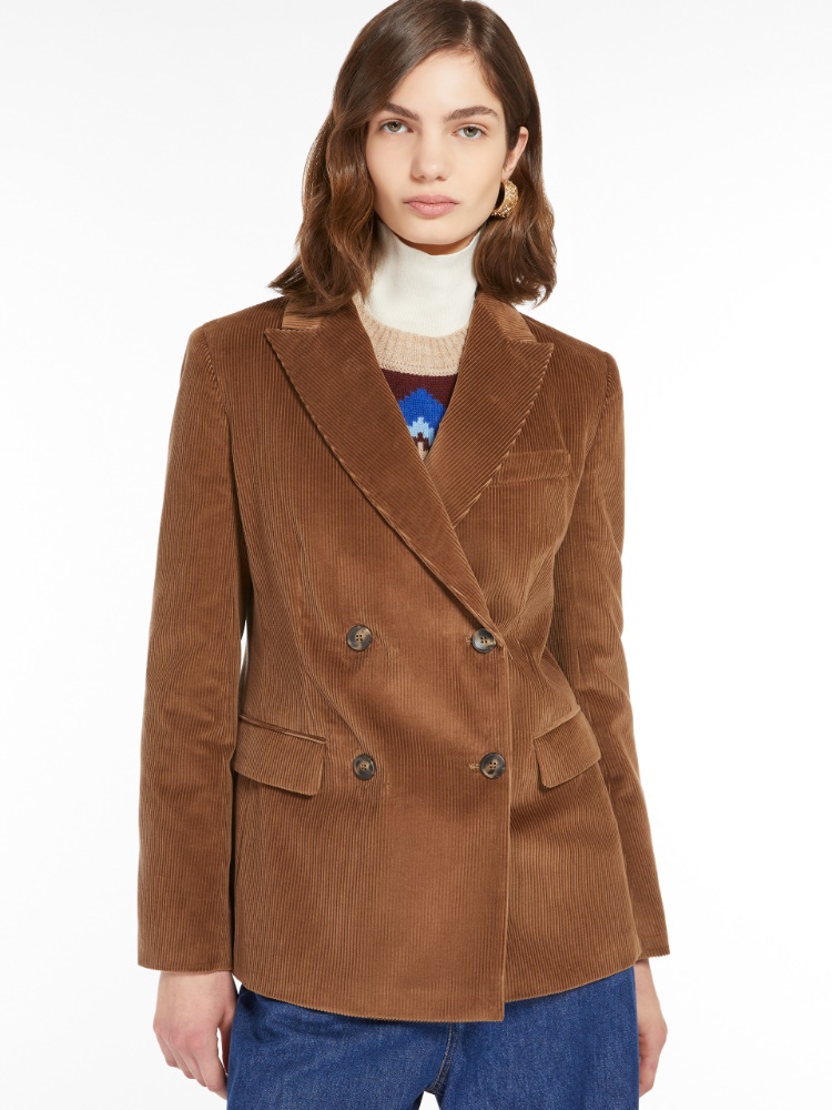 Double-breasted velvet blazer - HAZELNUT BROWN - Weekend Max Mara