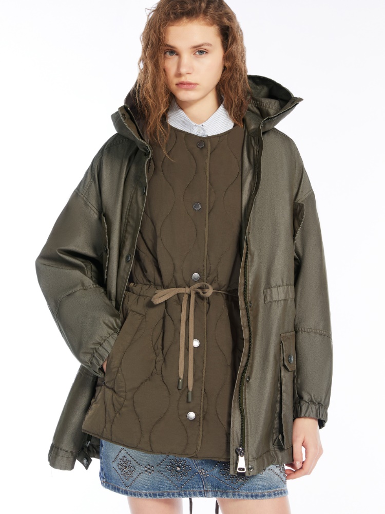 Gabardine and technical fabric parka - KAKI - Weekend Max Mara