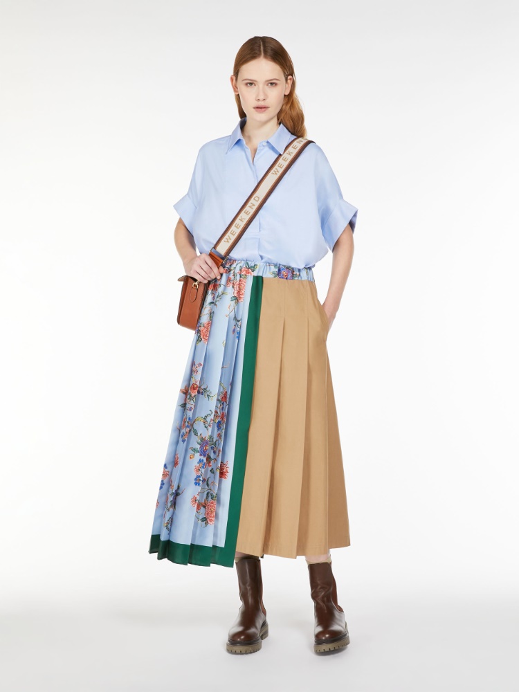 Printed canvas and twill midi skirt - BEIGE - Weekend Max Mara