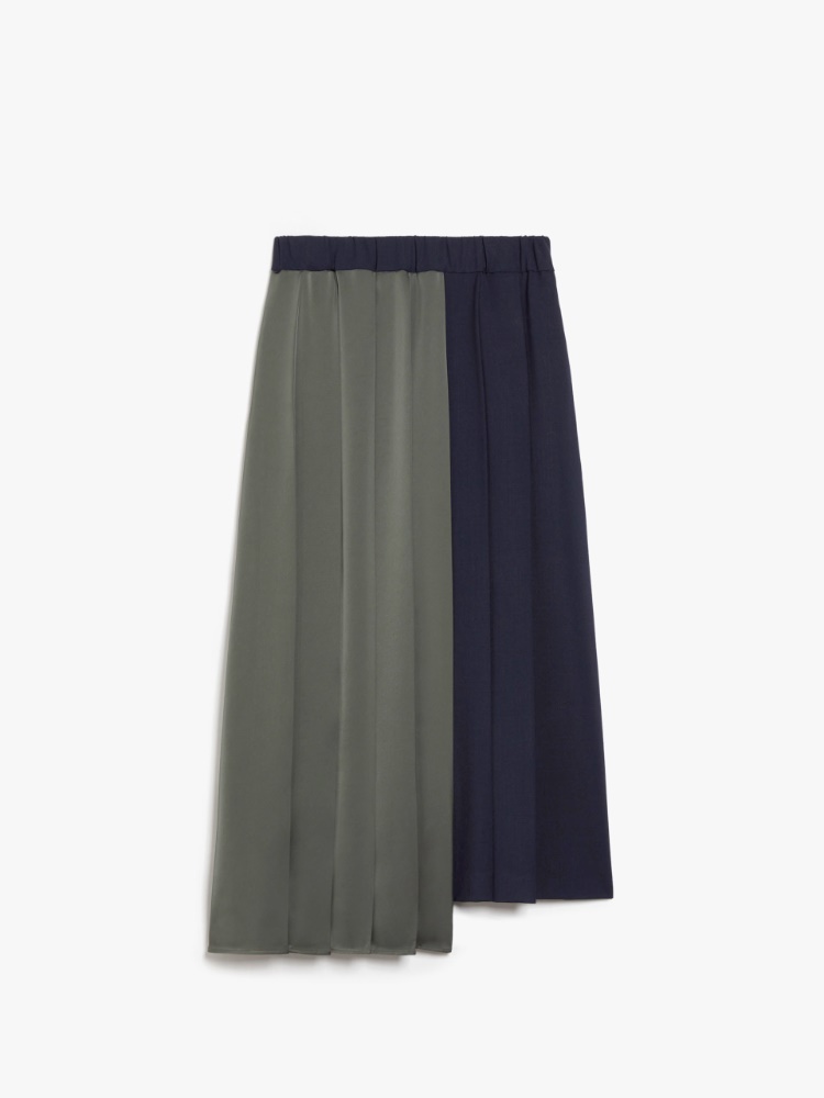 Pleated wool and satin skirt - NAVY - Weekend Max Mara - 2