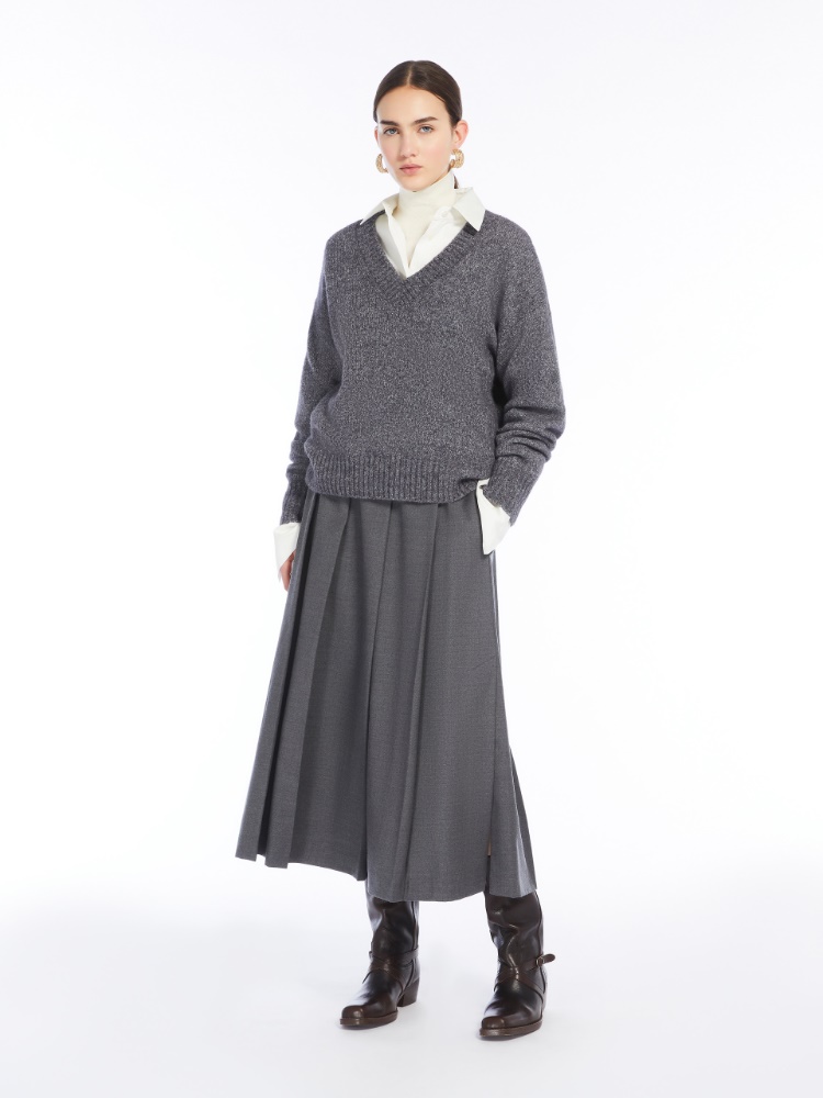 Wool pleated skirt - MEDIUM GREY - Weekend Max Mara