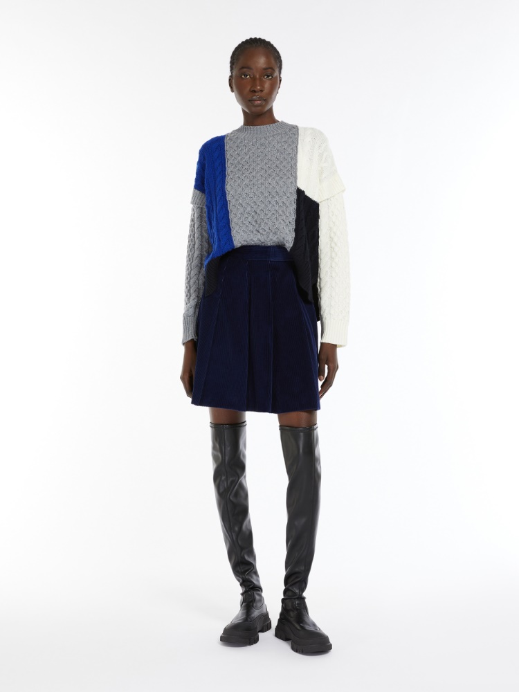 Pleated velvet mini skirt - NAVY - Weekend Max Mara