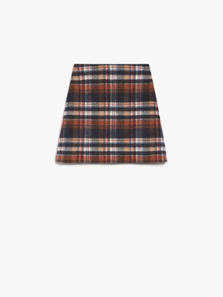 Short chequered wool skirt - ORANGE - Weekend Max Mara