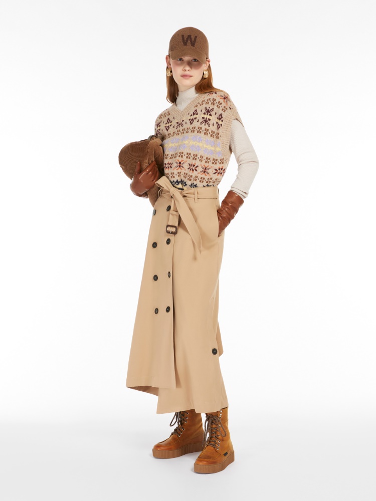 Cotton gabardine trench skirt - BEIGE - Weekend Max Mara