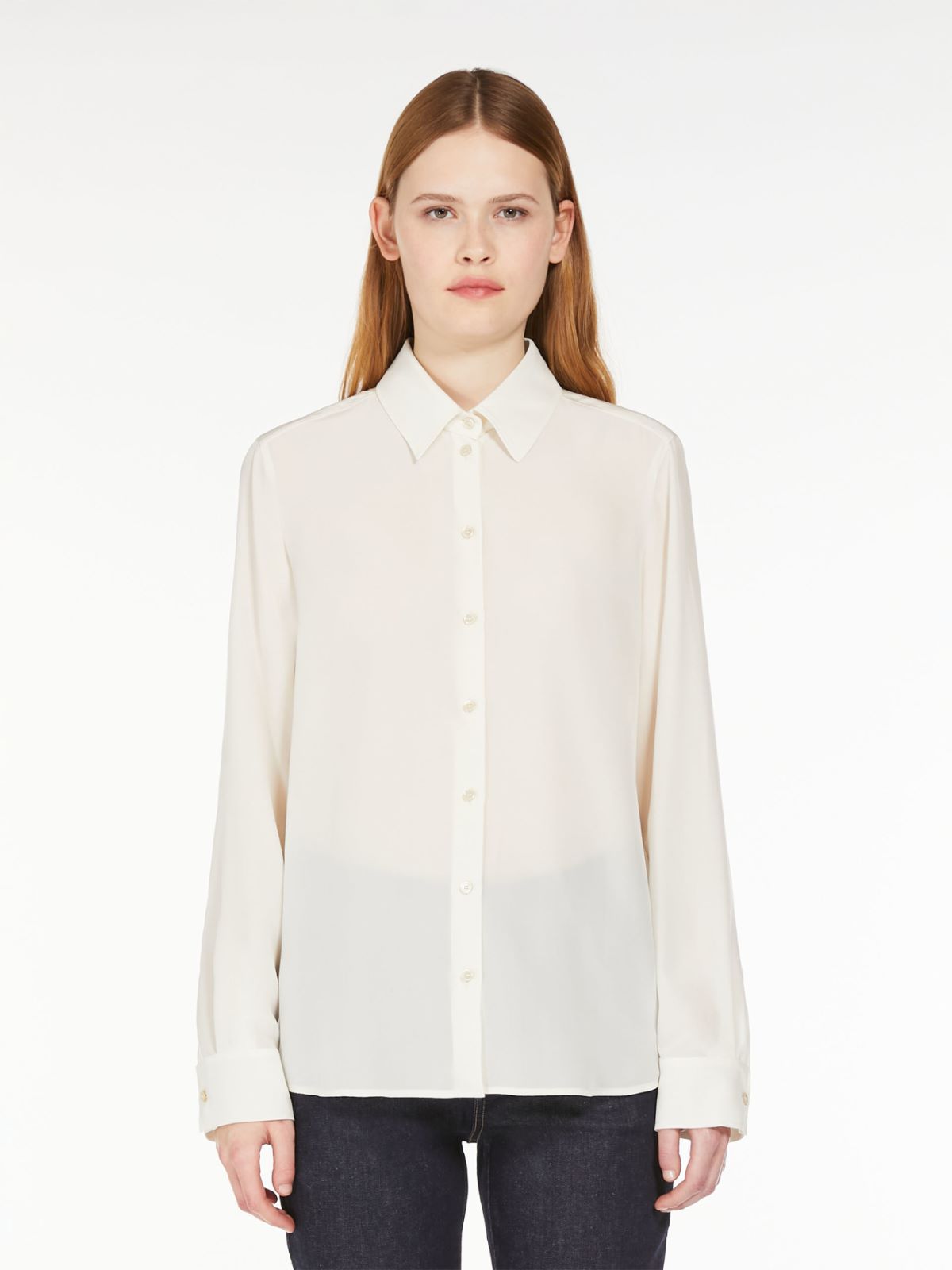 Washed crepe de chine shirt, ivory | Weekend Max Mara