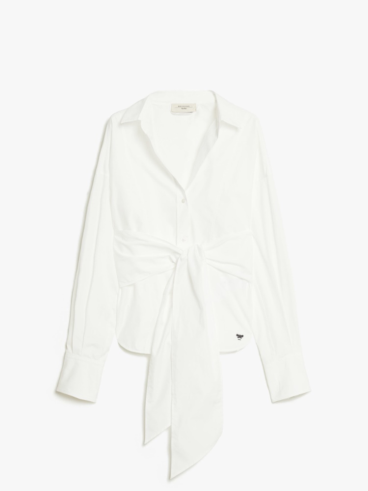 Cotton poplin crossover shirt - OPTICAL WHITE - Weekend Max Mara - 2