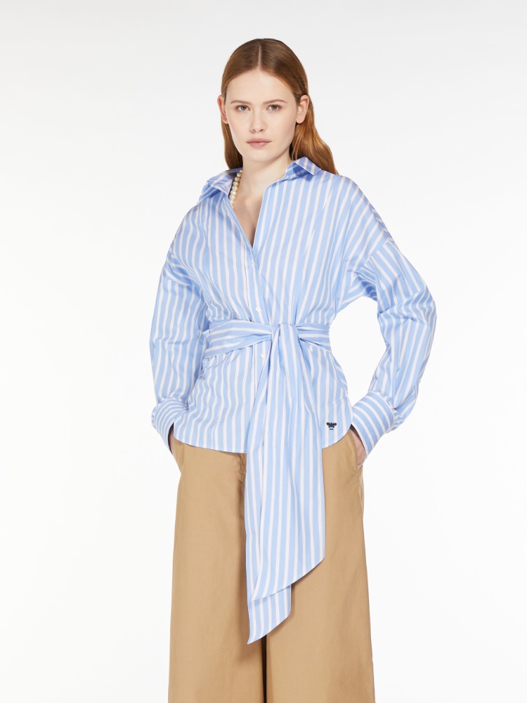 Cotton poplin crossover shirt - LIGHT BLUE - Weekend Max Mara