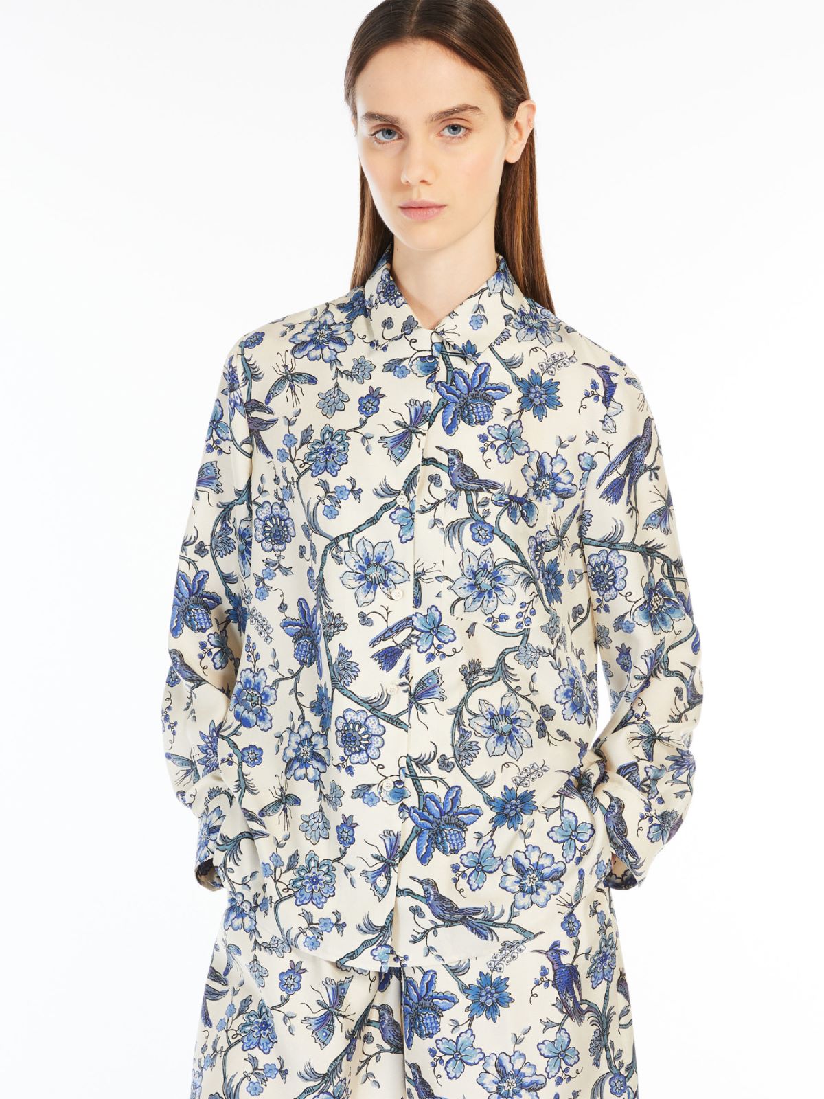 Silk twill shirt, light blue | Weekend Max Mara